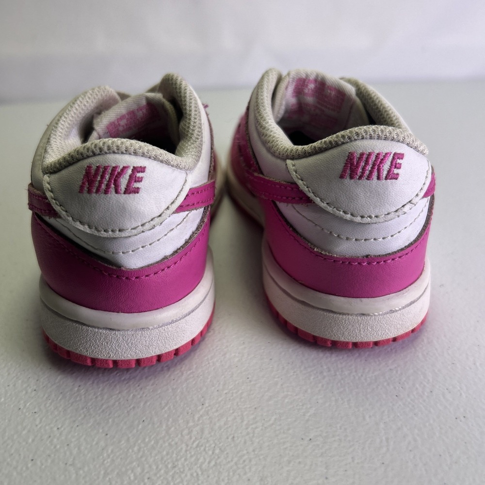 Nike Dunk Low TD Laser Fuchsia White Pink FB9107-102 Toddler Size 9C Sneaker - Picture 3 of 8